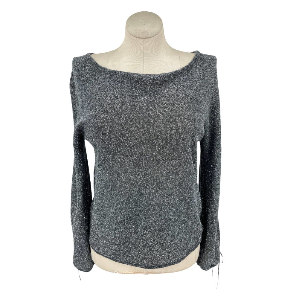 Vintage 90s Lightweight Silver Sweater Long Sleeves Newport News Size XL